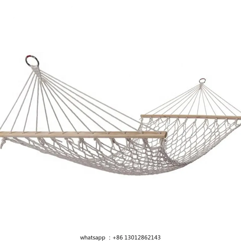

Mesh cotton rope wooden stick single double hammock