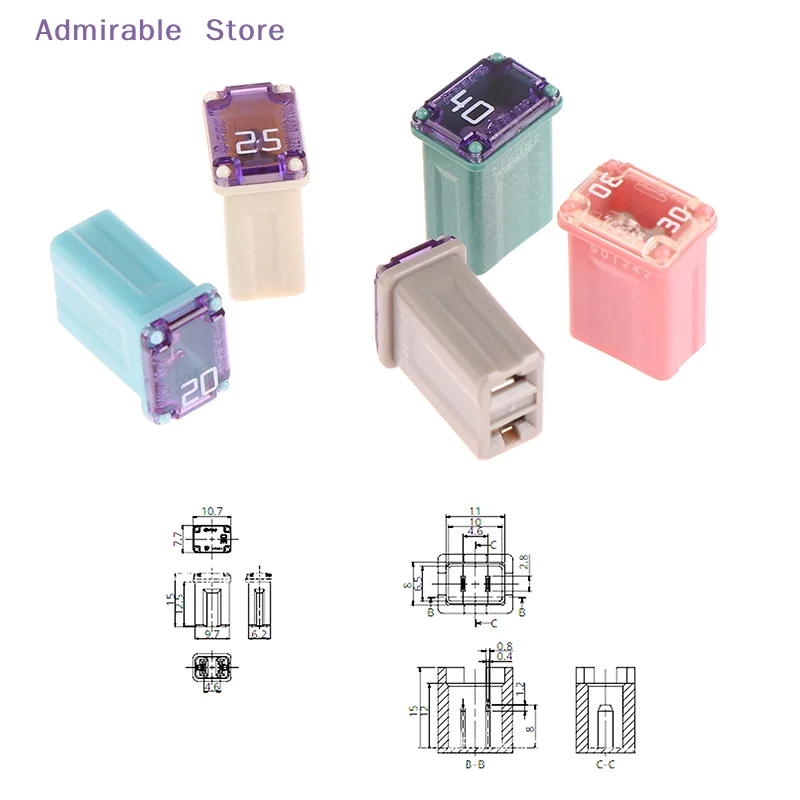 wMini Square Fuse 15A 20A 25A 30A 40A PEC Automotive Car Fuse Tube Waterproof Fuse Box For Socket