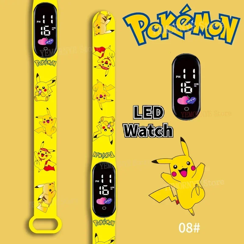 

New Pokemon Digital Watch Anime Pikachu Squirtle Eevee Charizard Student Silicone LED kids Sport Wristband Waterproof Watch Toy