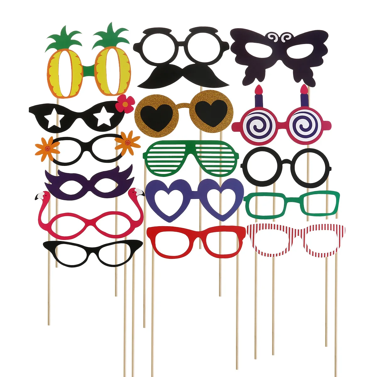 

60Pcs Party Photo Booth Props Set Funny Mustache Glasses Hat Bow Tie Beard Masks for Adult Birthday Wedding Events