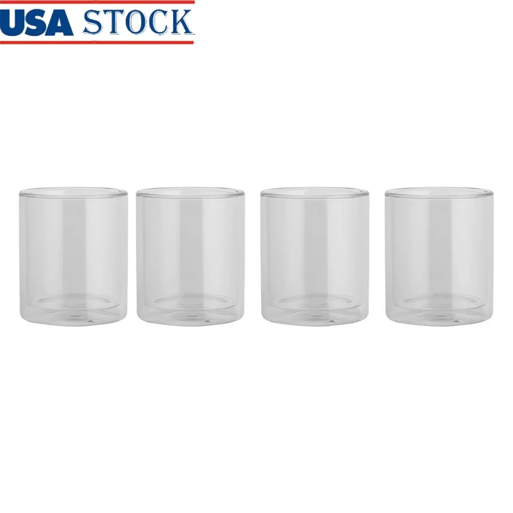 

4 Pack 13oz Double Wall Drinking Glasses Set Stylish Insulated Drinkware Enhance Beverage Experience Home Use
