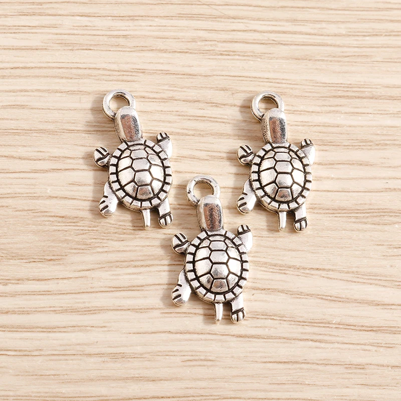 15 Stück 12x22mm Cartoon-Legierungs-Schildkröten-Anhänger für die Herstellung von Ohrringen, Halsketten, Armbändern, DIY-Bastelarbeiten und Schmuckzubehör – Detail 3