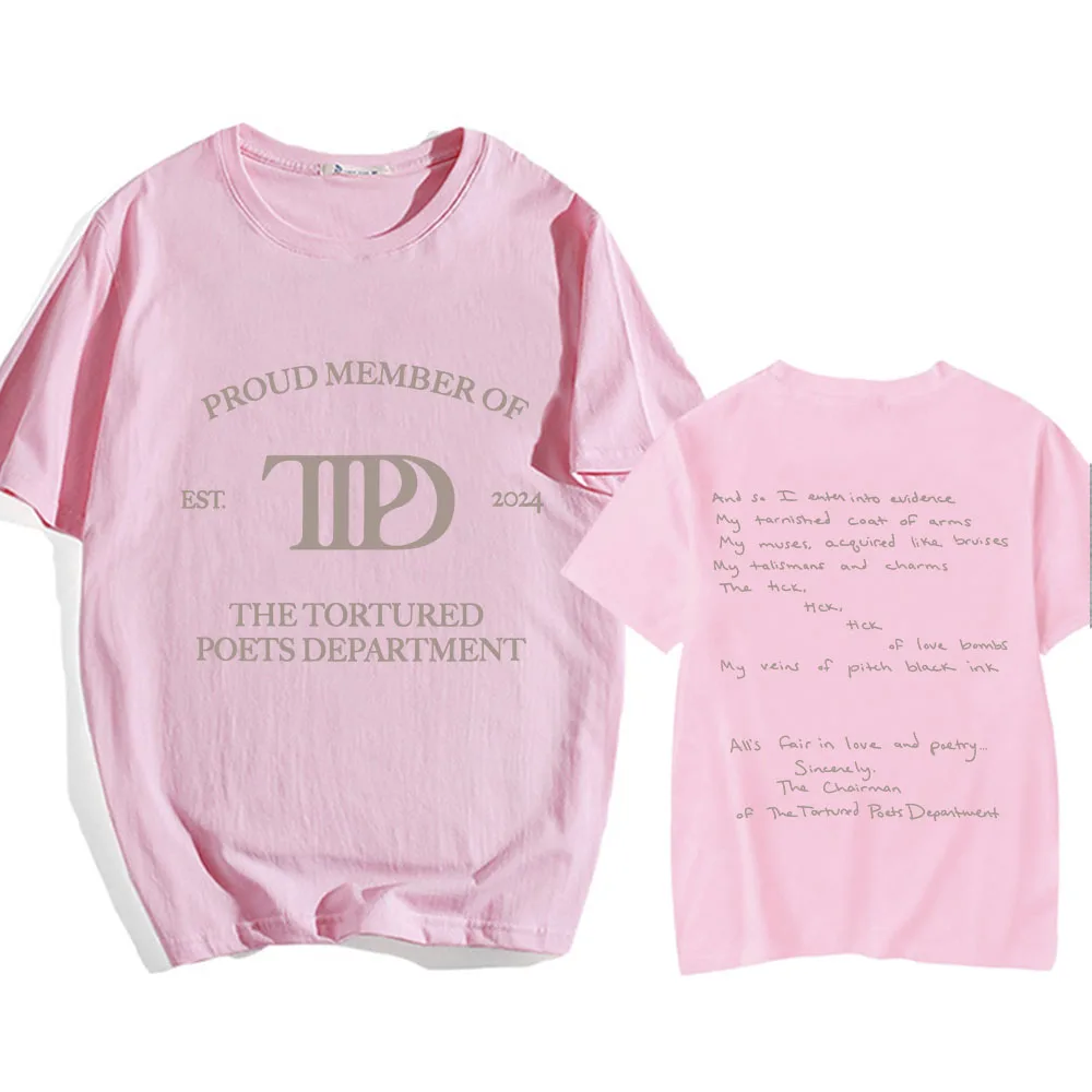 ألبوم قسم الشعراء المسلح TTPD تي شيرت قصير الأكمام مريح تي شيرت الصيف عادية الرجال النساء بلايز تيز