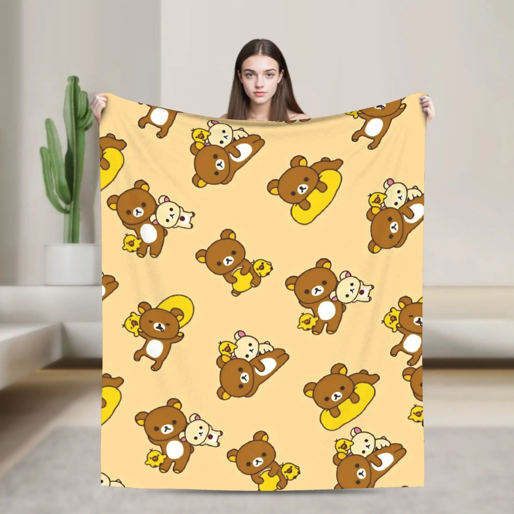R-Rilakkumas Cartoo Blanket Ultra Soft  Throw Blankets for Couch 50x60 Inch Multiple Sizes Quilt