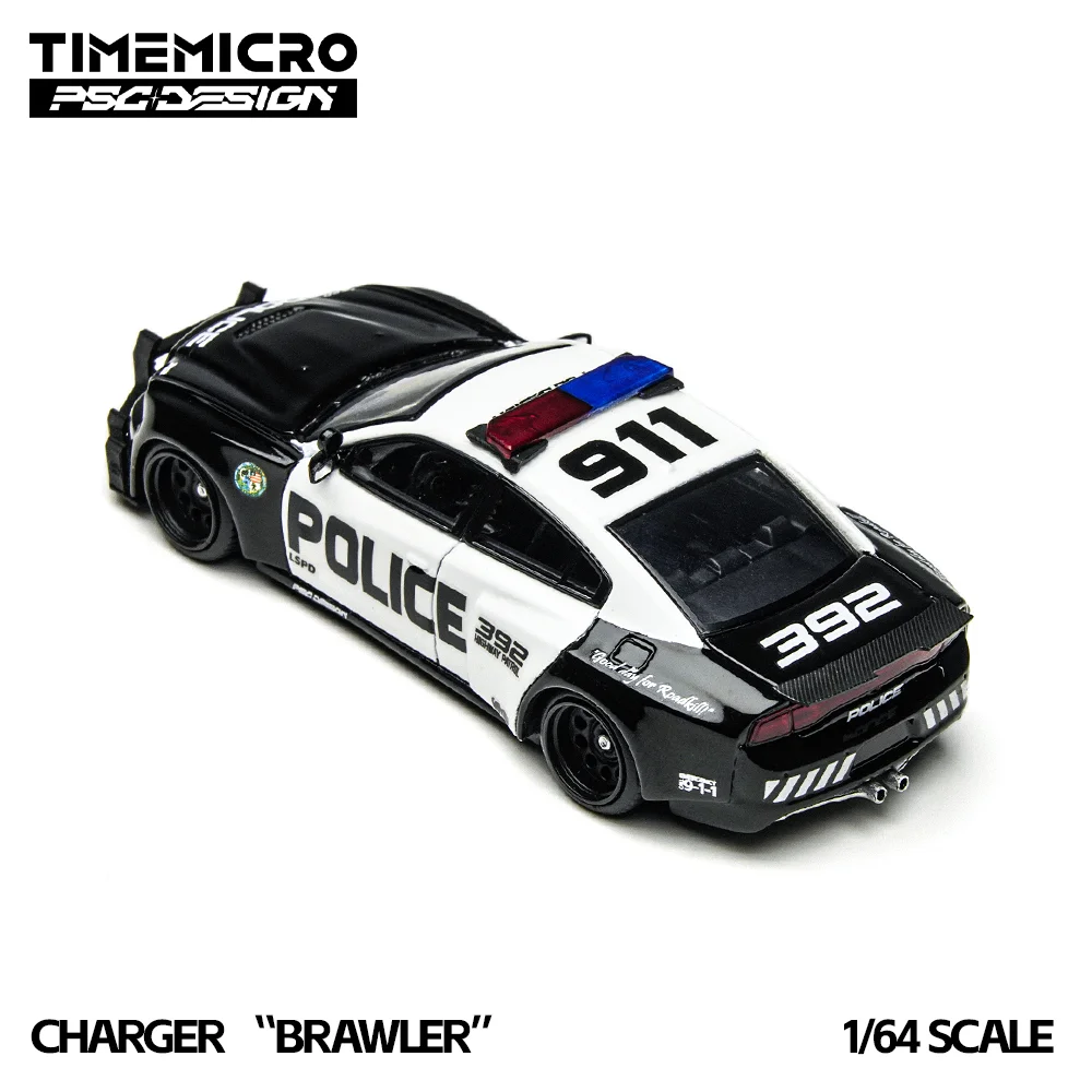 *الطلب المسبق*TimeMicro × PSC DESIGN 1:64 لوحة سيارة شرطي سوداء محاكاة نموذج سيارة مصنوع من خليط معدني للهوايات والمقتنيات والعرض