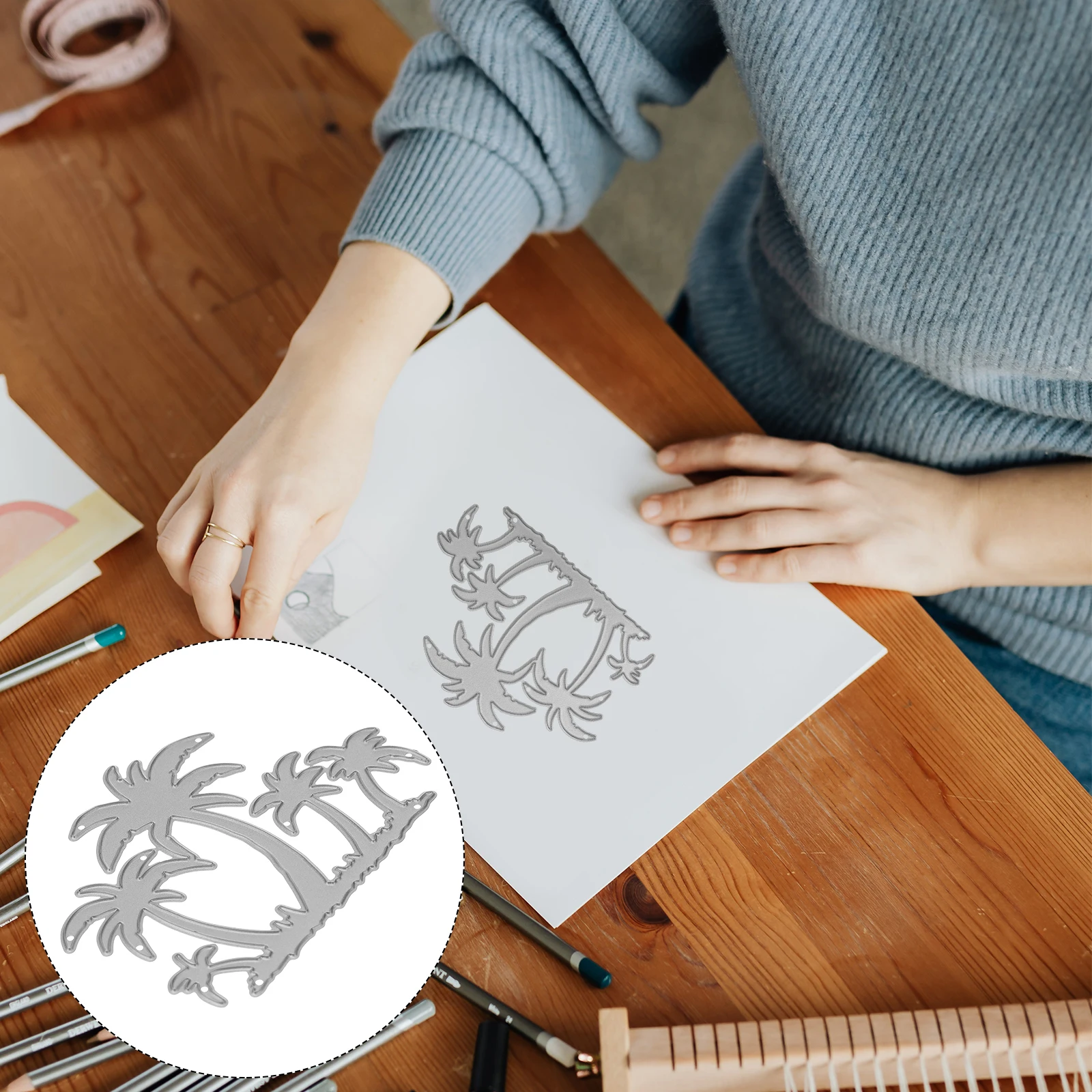 

Carbon Steel Coconut Tree Cutting Die DIY Craft Tool Embossing Stencil for Card Making Photo Album Paper Crafts