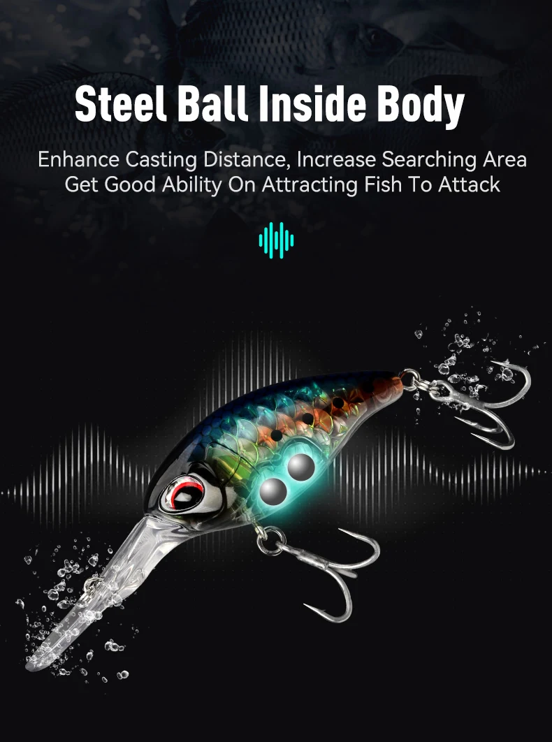 Kingdom Floating Crankbaits Minnow 6 g 6,5 g 10,5 g Geräusch künstliche harte Köder 3 Arten Lippenbarsch Hecht Forelle Süßwasser-Angelköder – Detail 8