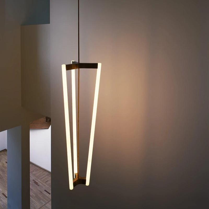 

Nordic Triangular Prism Led Pendant Lamp Dimmable for Living Dining Table Room Kitchen Island Home Design Hanging Light Fixture