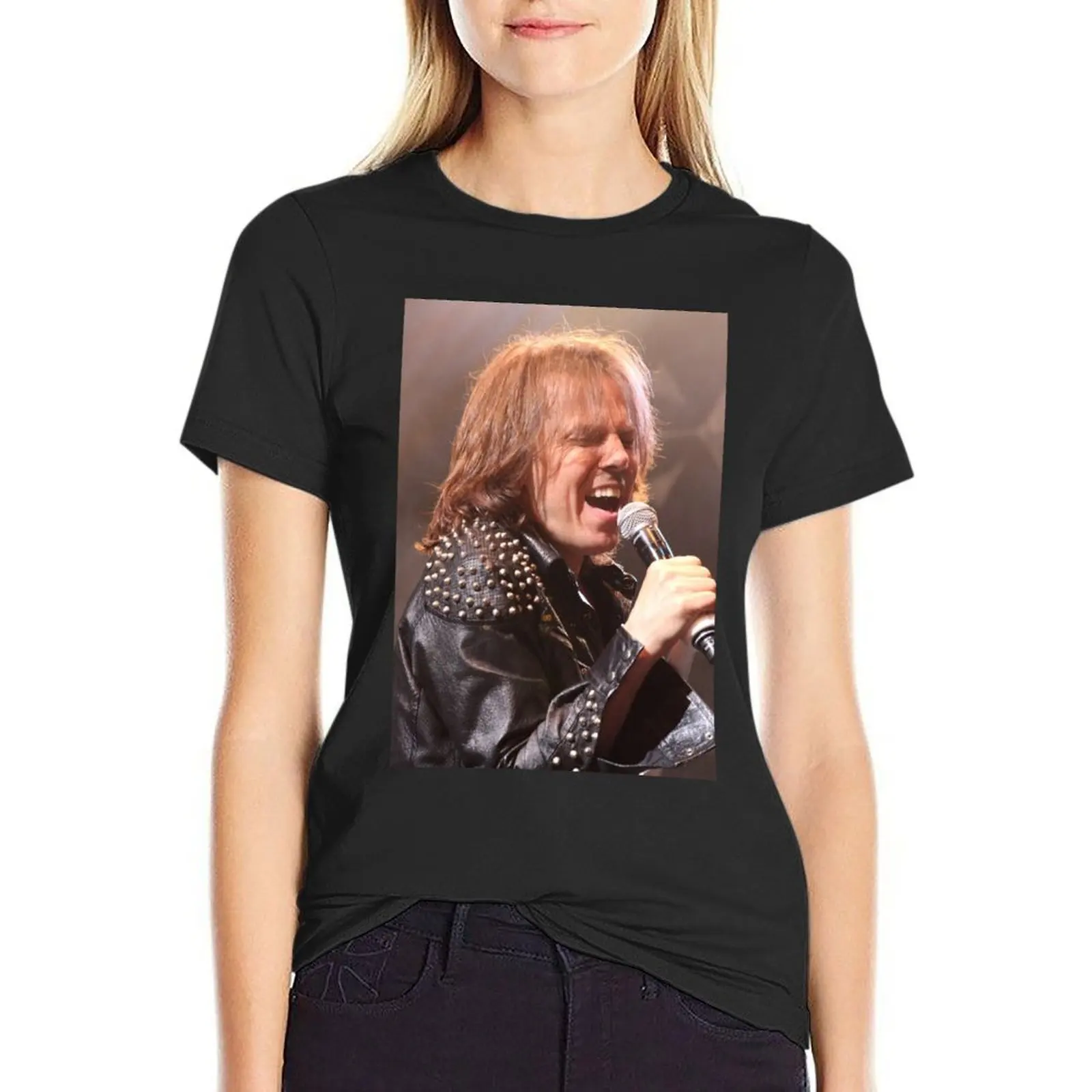 

Joey Tempest on song T-Shirt hippie clothes aesthetic clothes tops cat shirts for Women