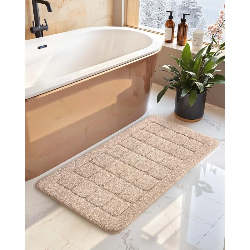 Beige Bathroom Rugs Non Slip Washable- 24