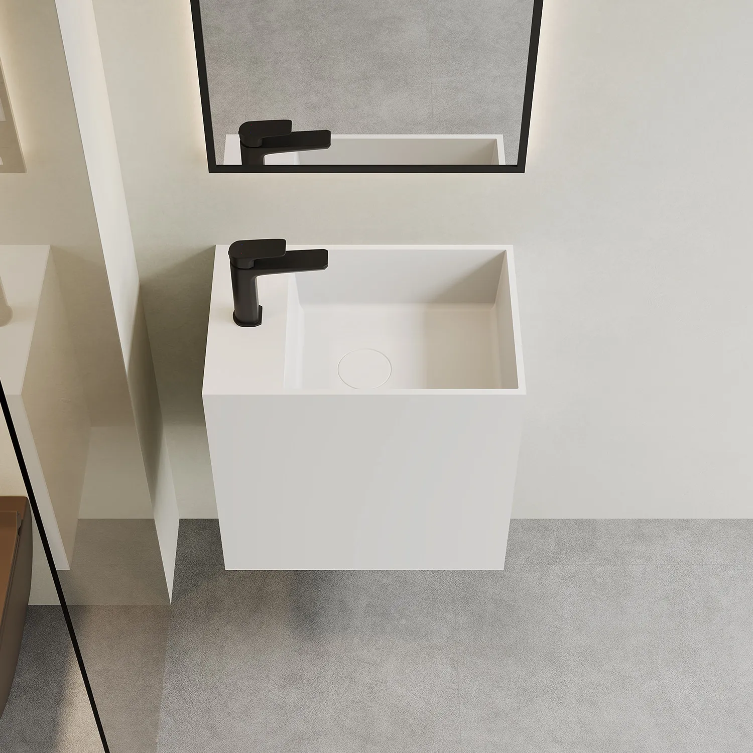 Small apartment integrated waterproof and moisture-proof washbasin hanging wall basin