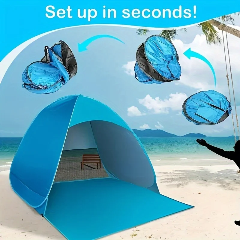 Ready Stock Automatic Quick Open Beach Tent 2 Seconds Pop Up Outdoor Sun Shade Canopy Seaside Leisure Shelter