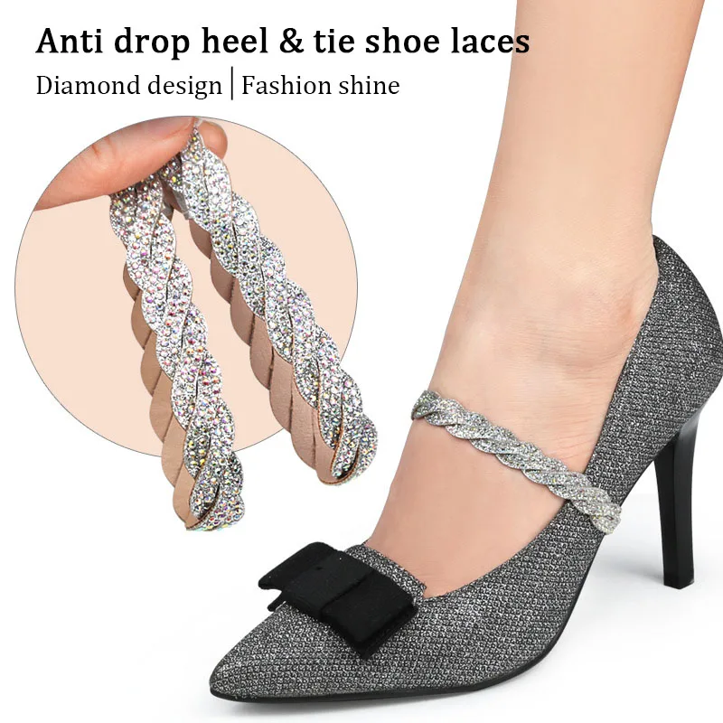 Damen Schnürsenkel für High Heels verstellbarer Knöchel Schuh gürtel mit Bündel Schnürsenkel Krawatten bänder Band elastischen Strass Schnürsenkel