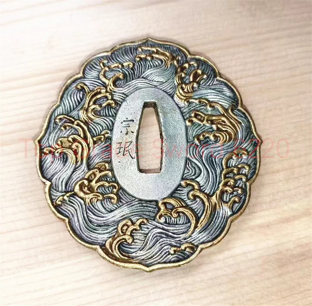 High Quality Copper Brass Gold Plated Tsuba Handguard Guard For Real Japanese Samurai Katana Sword Fittings