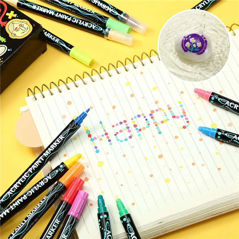 2X36 цветов, акриловые маркеры, тонкая крапковая ручка для рисования для взрослых и детей, металлические классические цвета, ручка с двойным наконечником