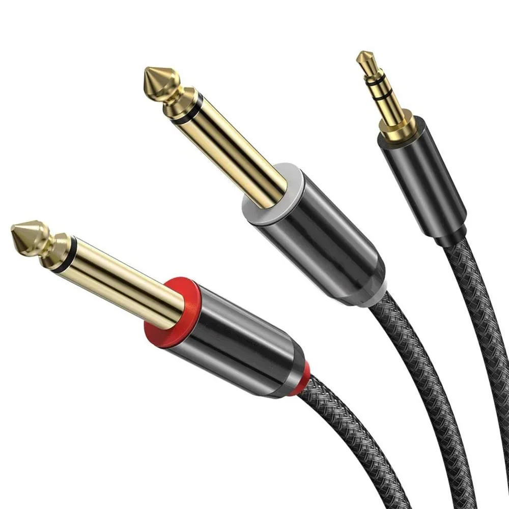 3,5 mm na podwójny kabel TRS 6,5 mm Adapter AUX Kabel audio 6,5 Jack do gniazda stereo 3,5 do gniazda miksera Wzmacniacz Głośnik Adapter 6,35 mm — zdjęcie produktu 4
