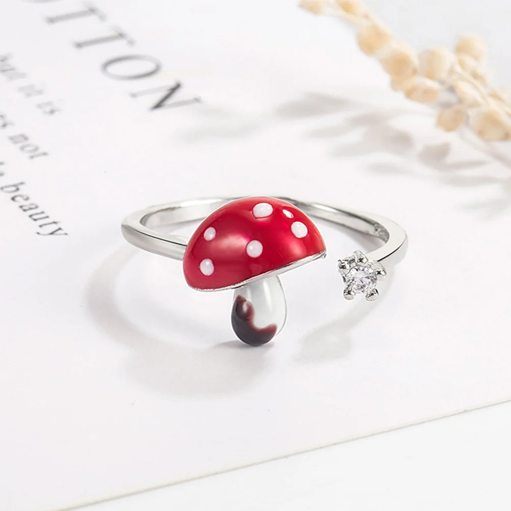 

Mushroom Ring Ladies Gifts Girls Rings Accessories Aesthetic Open Funny for Women Unique Miss