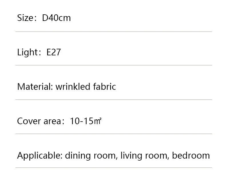 Nordic Wabi Sabi Fabric E27 LED Pendant