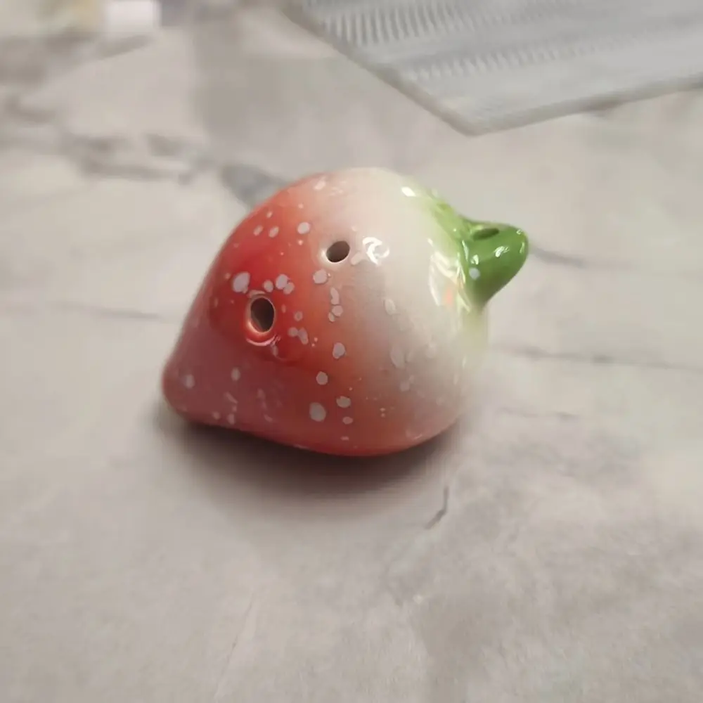 Cute Strawberry Shaped Ocarina C Tone Gradient Color 6 Holes Ceramic Ocarina Creative Fun Kids Musical Instruments Toy Student