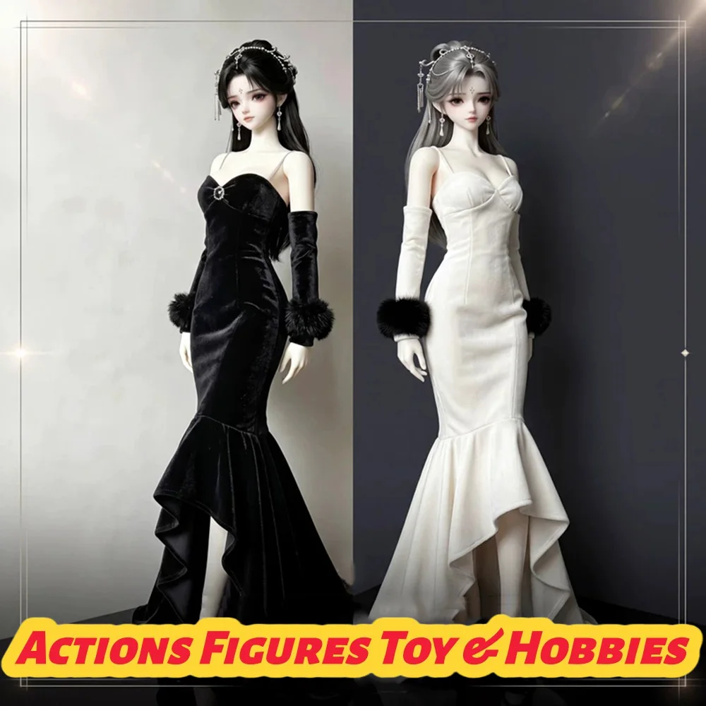 

【Only Clothes】1/6 1/4 1/3 BJD Doll Elegant Banquet Style Slim Velvet Sling Irregular Fishtail Dress Clothes Model
