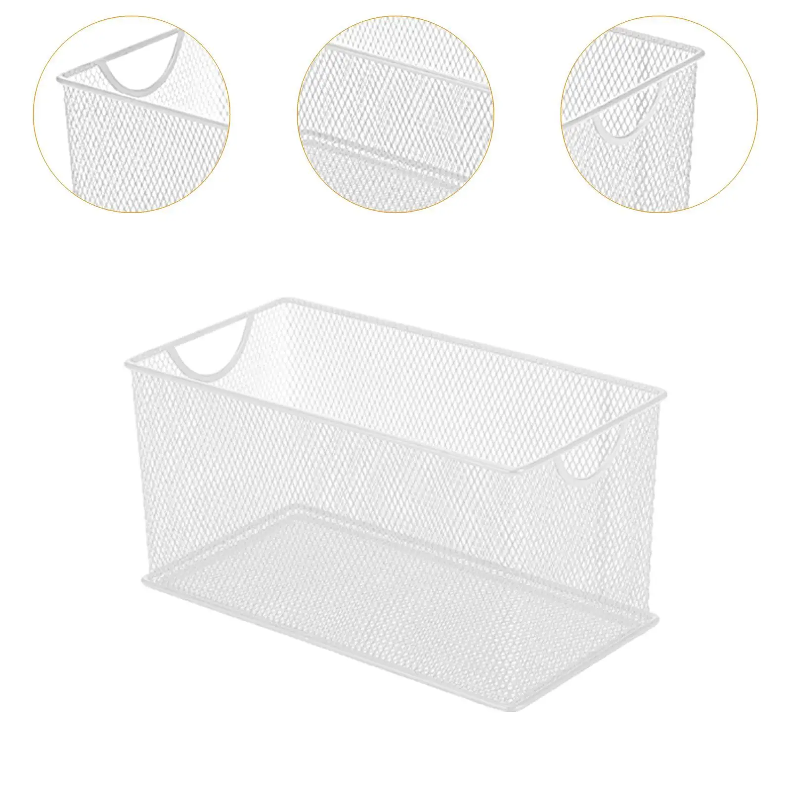 Multifunctional Open Storage Bin Large Capacity Metal Mesh Organizer Box for Cabinets Pantry Closet