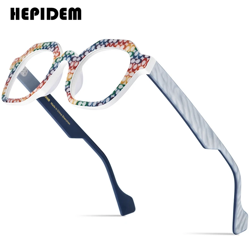 

HEPIDEM Acetate Glasses Frame Men Brand Designer Oversize Big Size Eyeglass Japanese Handmade Spectacles Men Thick Eyewear 9389