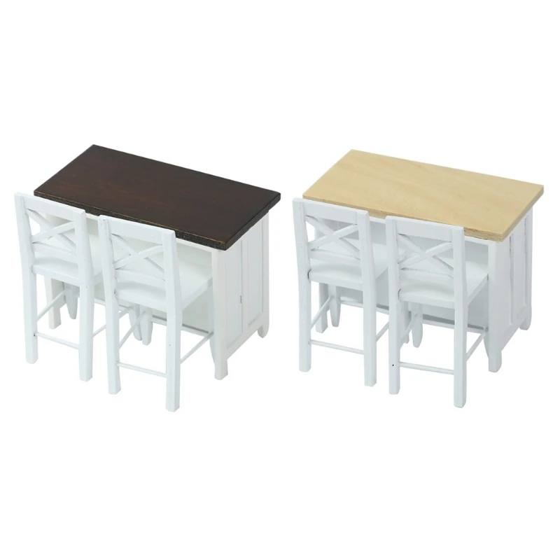 1/12 Simulation Miniature Furniture Set Including Bar Table and Stools for Dollhouses Living Room Scene Decoration