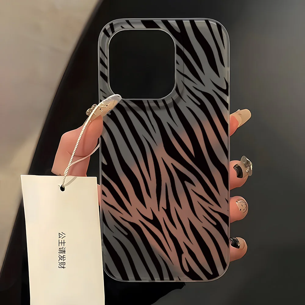 Fashion Zebra Strip Phone Case For iPhone 16 Pro Max Case iPhone 13 11 12 14 15 Pro Max 16 Plus 12 13 Mini Soft Shockproof Cover