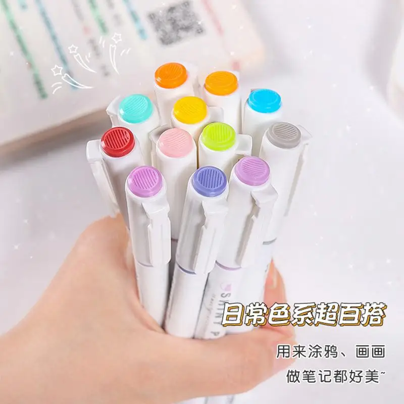 ปากกาเน้นข้อความแวววาวปากกาเน้นข้อความอเนกประสงค์ปากกามาร์กเกอร์ปลอดภัยไร้กลิ่นน่ารักสำหรับวาดรูปบันทึกปฏิทินบันทึก