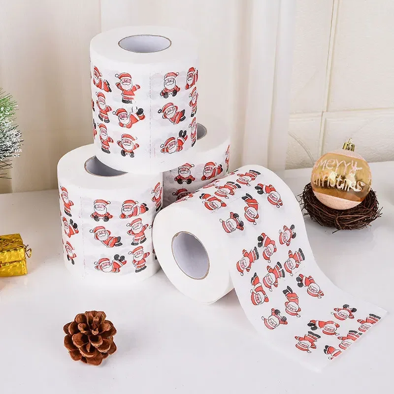 5Pcs Christmas Toilet Roll Paper Xmas Decor Santa Claus Bathroom Roll Paper Christmas Supplies Xmas Tissue Roll Home New Year