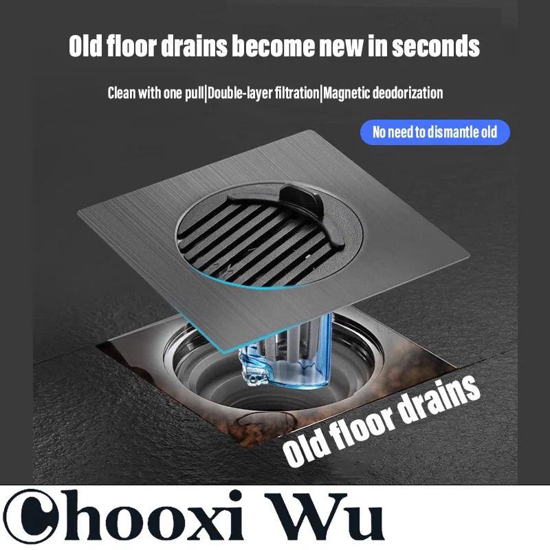 CHOOXIWU-Stainless steel square floor drain bathroom floor drain deodorizing floor drain kitchen floor drain balcony floor drain