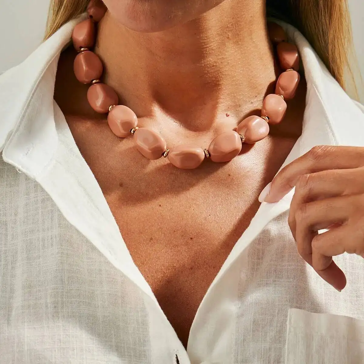 5 ألوان بوهو غير النظامية الاكريليك سلسلة الترقوة قلادة المرأة موضة اليدوية حبة المختنق القلائد مجوهرات الحفلات