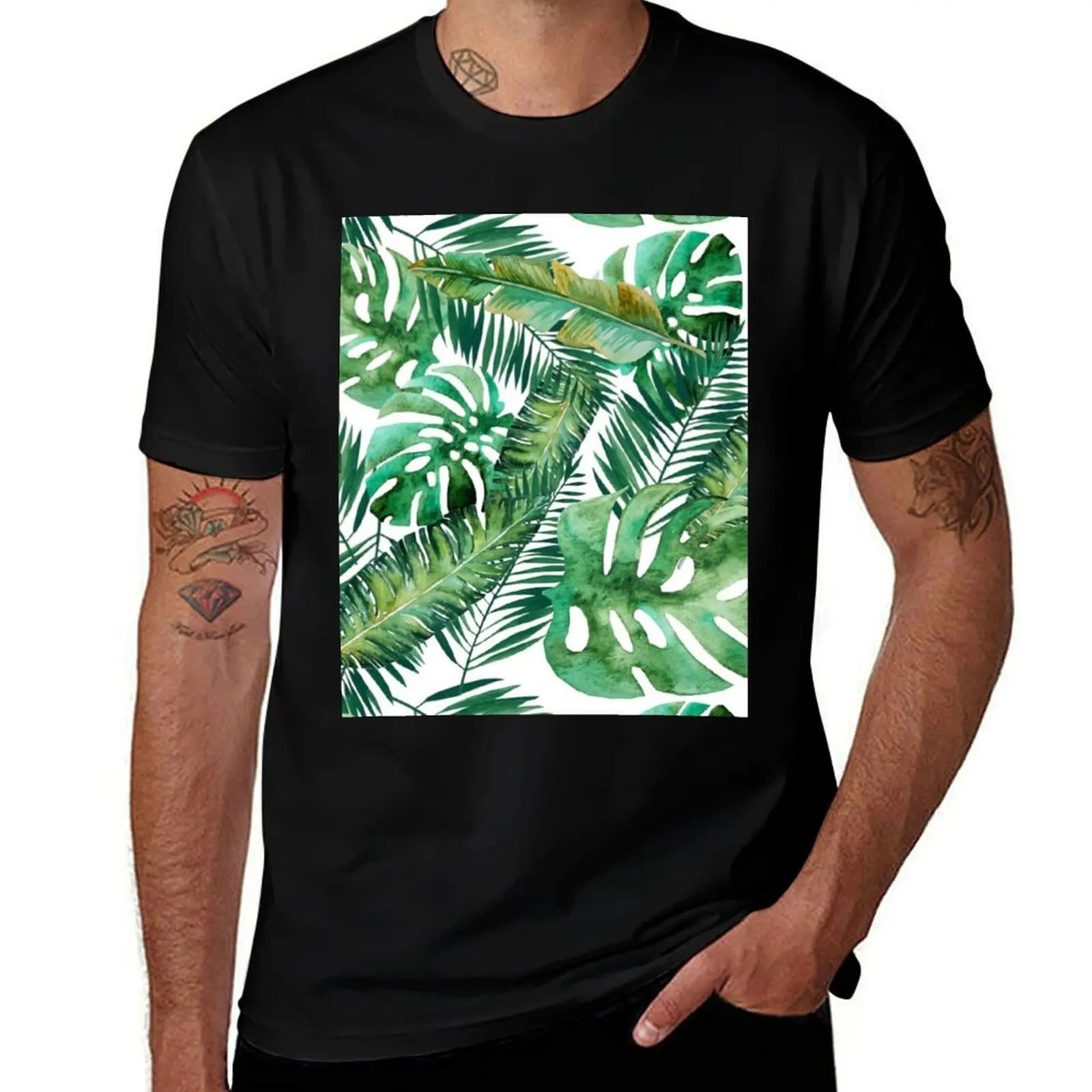 Monstera Banana Palm Leaf T-Shirt Odor Resistant Short Sleeve Top T-Shirt