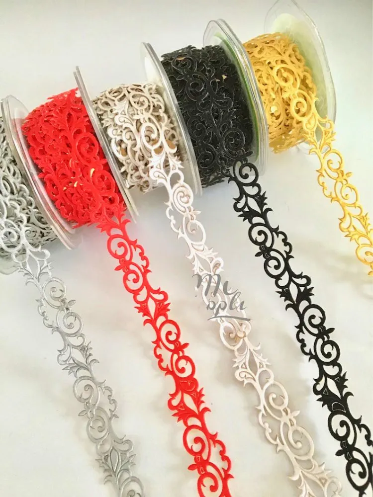 1 Yard Iron On Embroidered Lace Gold Cosplay Lace Costumes Trims Appliques Gold and Sliver Metallic Tape 4.5CM