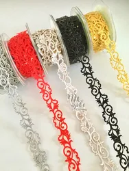 1 Yard Iron On Embroidered Lace Gold Cosplay Lace Costumes Trims Appliques Gold and Sliver Metallic Tape 4.5CM