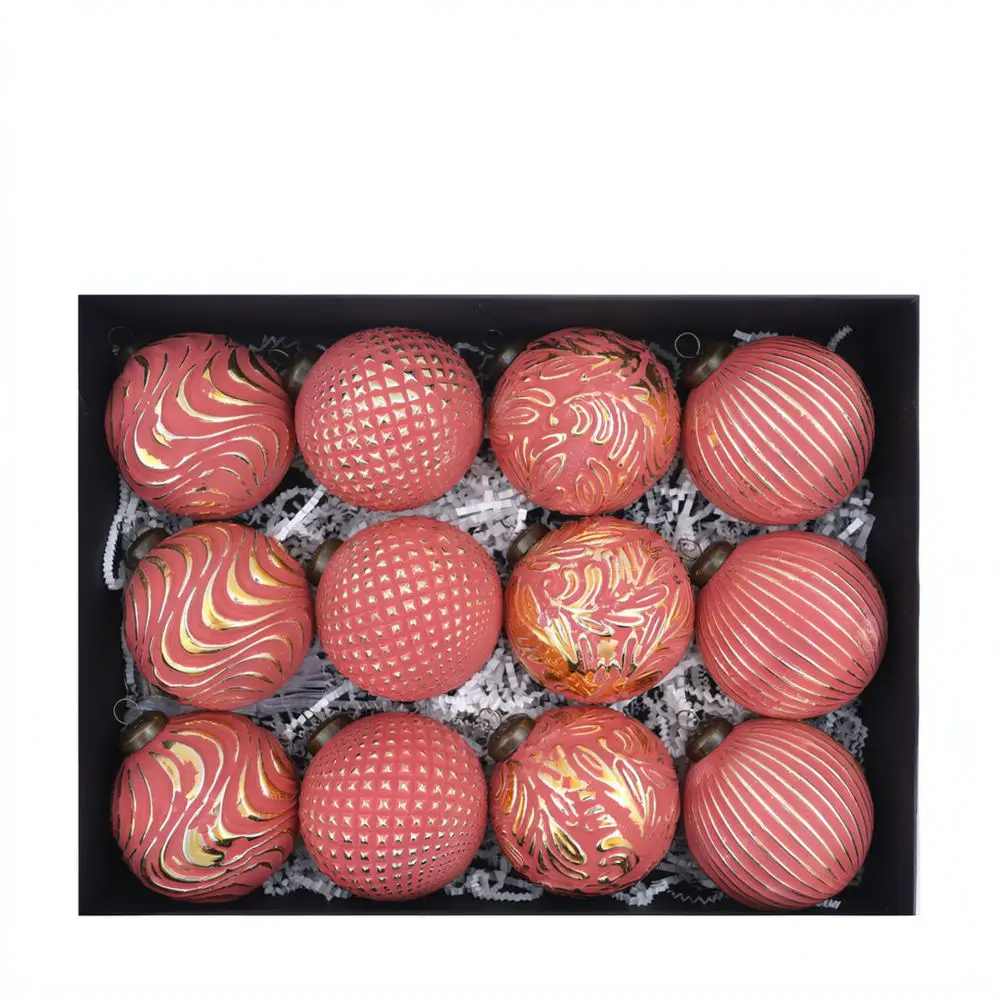 For Lanrun European Retro Style Xmas Balls Embossed Pendant Ornaments Set Holiday Tree Hanging Decoration Gift