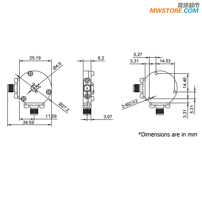 سوبر ماركت الميكروويف SMA محول الطور القابل للتعديل، 720 درجة، DC-18 جيجا هرتز، 40 درجة لكل جيجا هرتز، MWPS40-18G