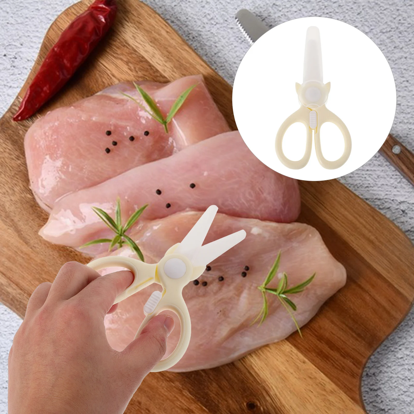 

Multifunctional Ceramic Food Cutter Scissors Portable Kitchen Tool for Meat Noodles Vegetable Cutting Travel Home
