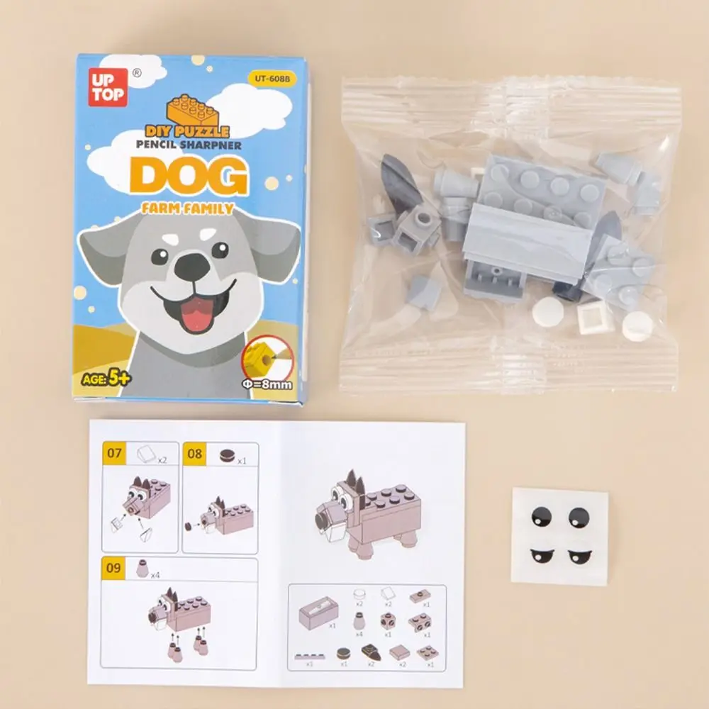 Building Blocks Pencil Sharpener Creative Animal Plastic Students Assembly DIY Pencil Sharping Tools