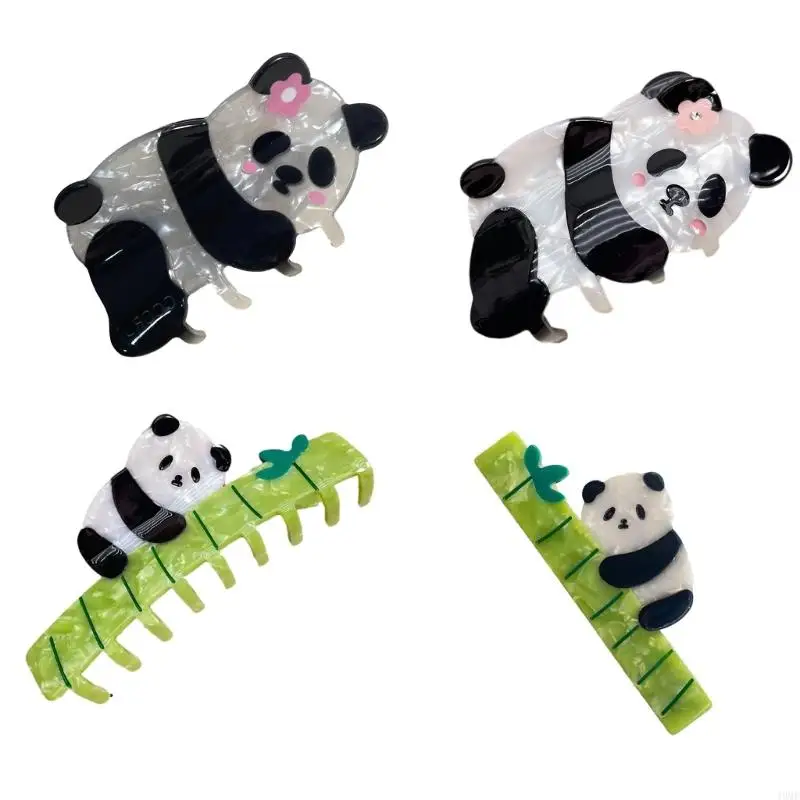 49MF Panda Tóc Claw Claw cho phụ nữ Cô gái đáng yêu Động vật Động vật CLIP CLIP BARRETTES CHO NÓ