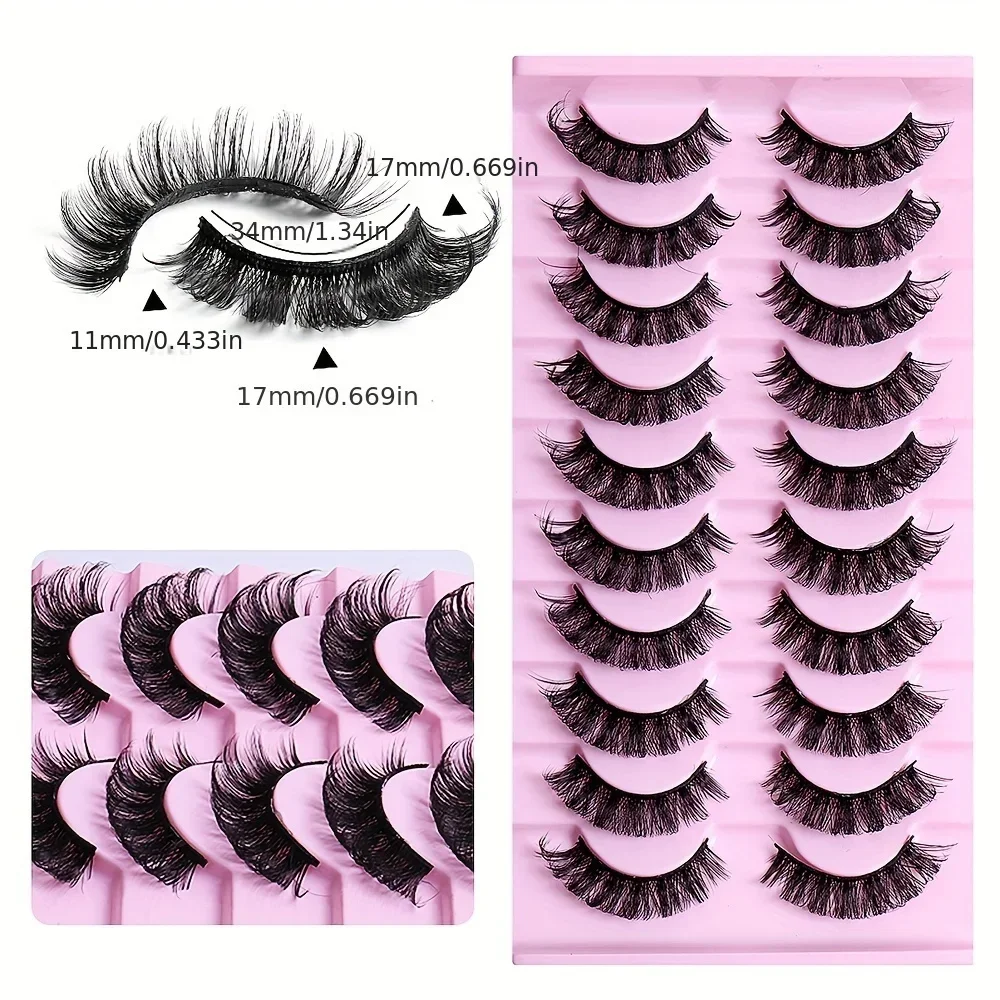 10 Pairs Lashes Eyelashes Fake Eyelashes Russian Strip Lashes False Eyelashes Biche Eyes Extension Lashes