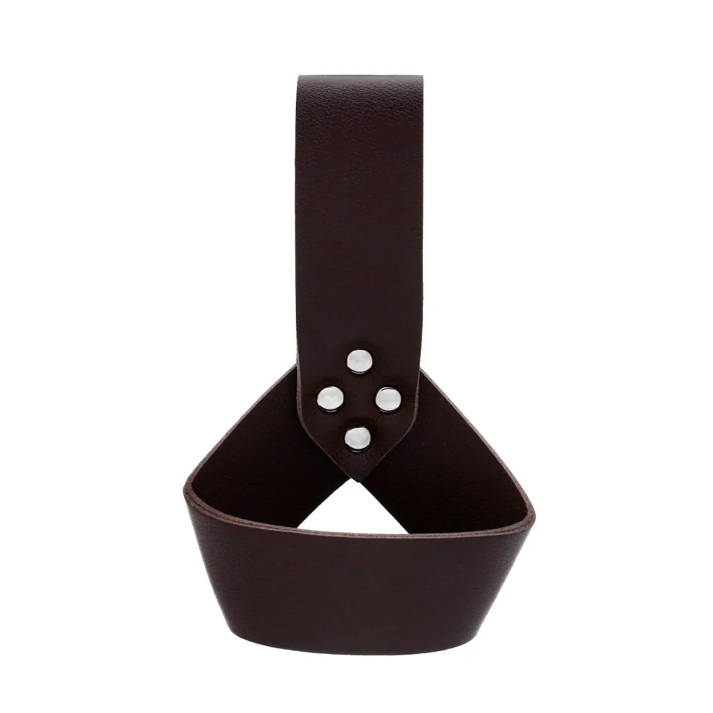 Retro Medieval Style Leather Cup Holder Medieval Renaissance Accessory Halloween Cosplay Costume Prop Black Brown