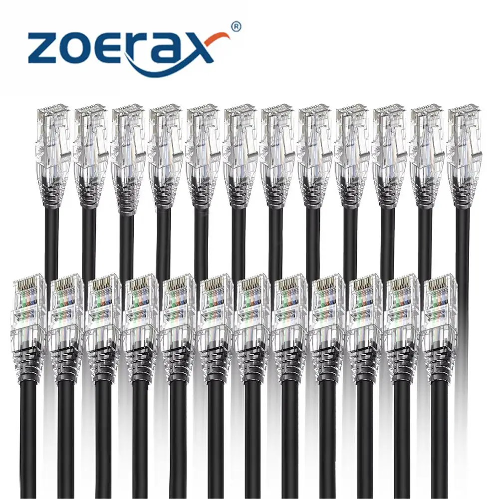 ZoeRax RJ45 CAT6A CAT6 Ethernet Patch Cable 0.5/1/2FT(24PCS) 10G 550MHZ 28AWG POE Lan Cable for Patch Panel/PC/TV/Tablet/Router