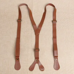 2*115CM Leather Men's Suspenders 4 Button Adjustable Women's Suspenders Suspenders For Men Accessories Braces Man