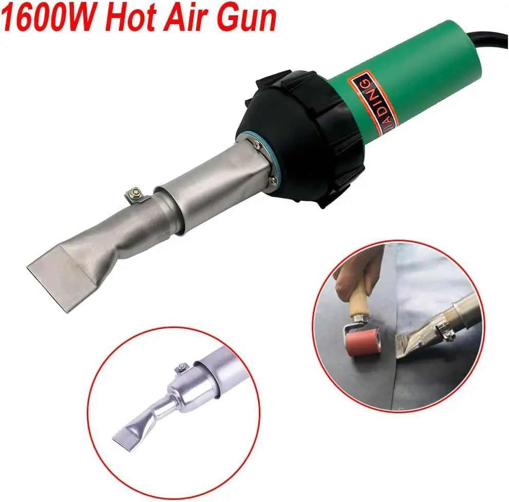 Plastic Welding Gun Hot Air Heat Gun Adjustable Temperature PVC TPO Welding Kit Accessories Speed Nozzle Roller Dolphin Knife Ho