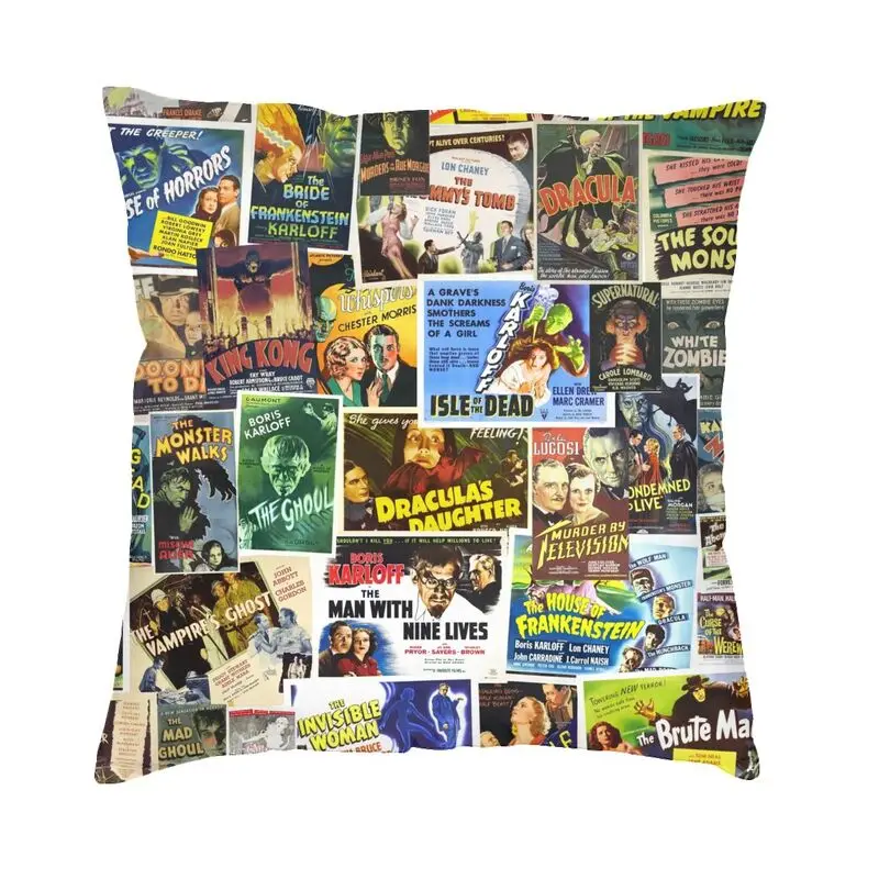 

Vintage Horror Movie Cushion Cover Double Side Print Frankenstein Monster Throw Pillow Case for Sofa Cool Pillowcase Home Decor