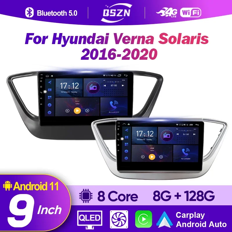 

9" Car Radio For Hyundai Verna Solaris 2016 - 2020 GPS Navigation Stereo 4G WIFI Carplay Android 12 Auto Head Unit No DVD Player