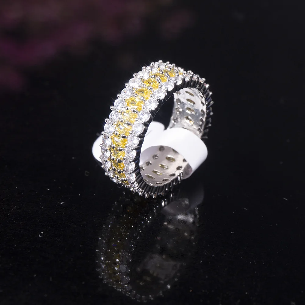 

HIBRIDE Light Luxury Ultra Sparkle Yellow Ring Daily Women Decoration Multi-color Jewelry Suitable for Wedding Ball Gift R60