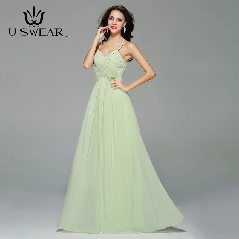 Grace Mint Green Bridesmaid Dresses Spaghetti Straps Sleeveless Dresses for Wedding Party Chiffon Robe Demoiselle Evening Dress