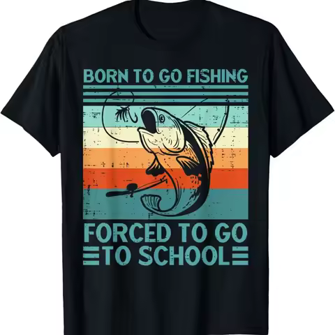 Born To Go Fishing Forced School Funny Boys T Shirt